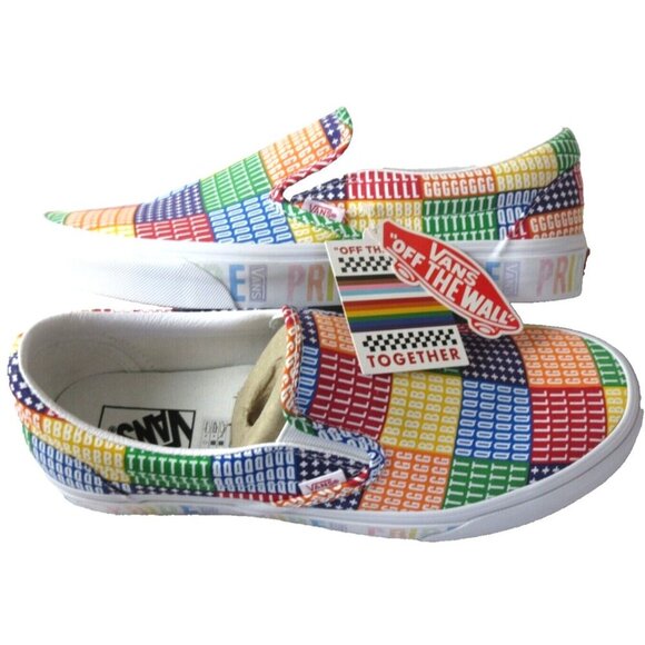 Vans Other - Vans Men's Classic Slip On Pride Graphic Multi True White Canvas Shoes Size 11